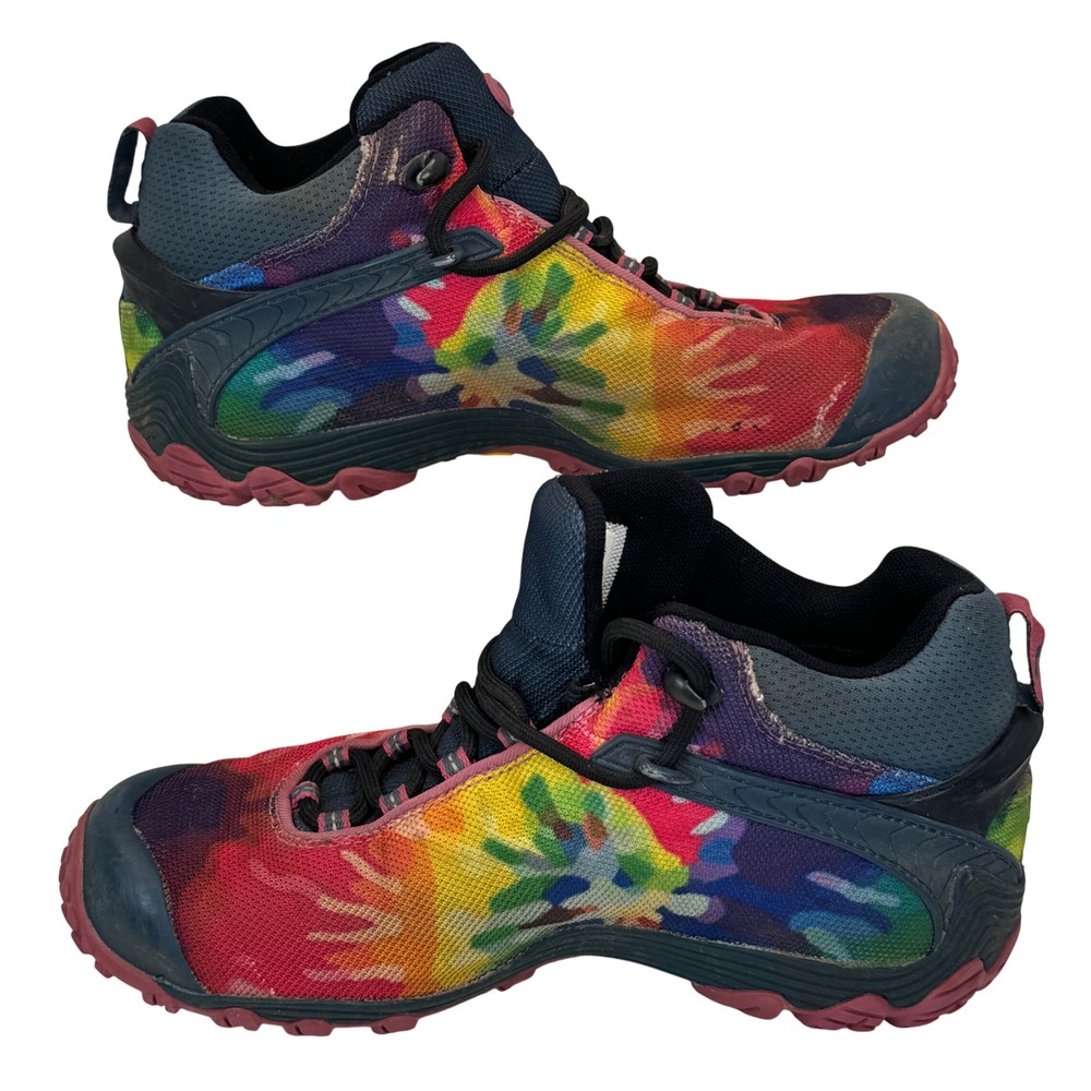 Merrell Rainbow Gore-Tex Hiking Boots Women's 8 Vibram Tie Dye Trail Shoe - Picture 3 of 11